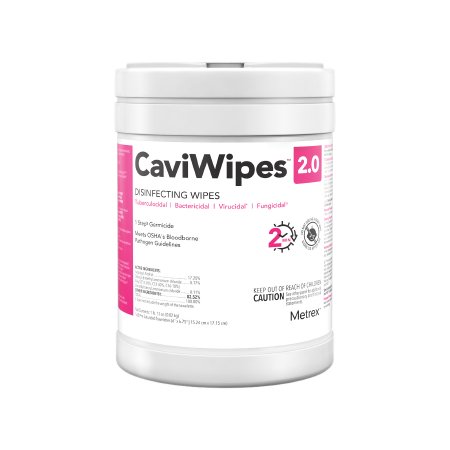 Wipes CaviWipes™ 2.0 Surface Disinfectant Premoistened Manual Pull Wipe 160 Count Canister Alcohol Scent NonSterile (160/TB 12TB/CS) by Metrex Research Corporation  ID 14-1100